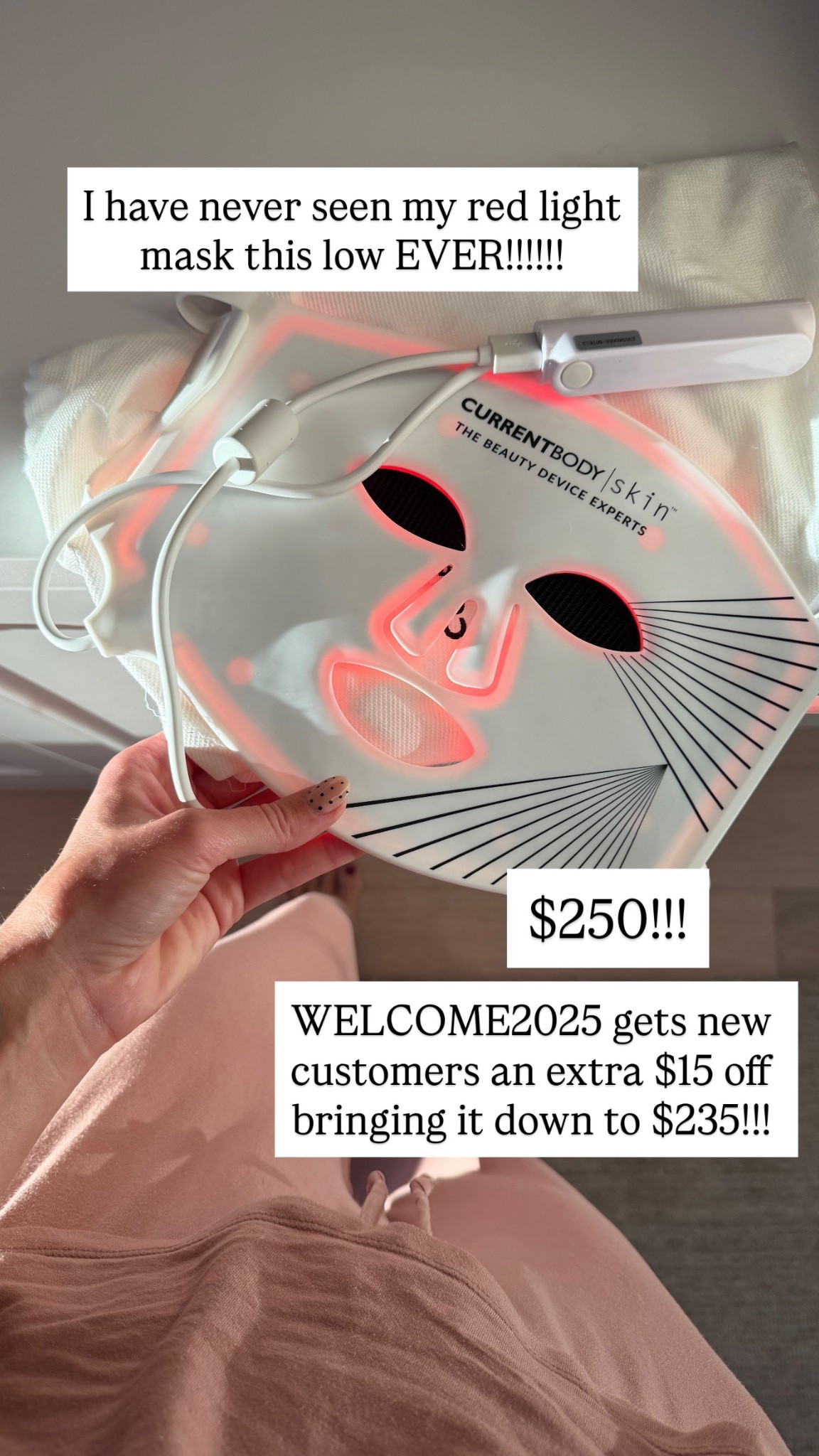 Currentbody red light mask is the HSN deal today for only $250!!! Never seen it this low ever!!! New customers can save an extra $15 with code WELCOME2025! @hsn @currentbody #lovehsn #hsninfluencer #ad 