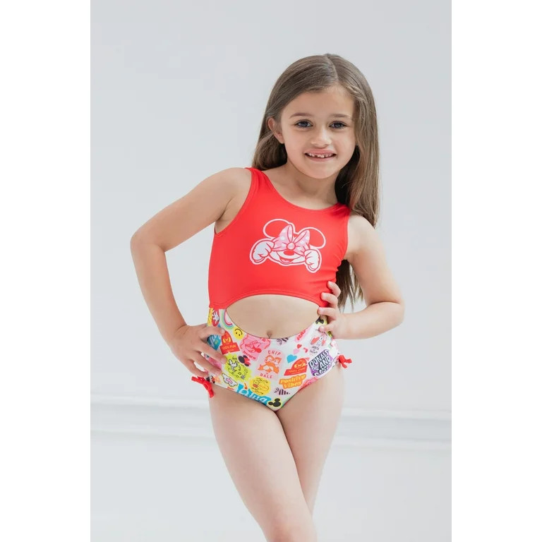 Disney Mickey Mouse Minnie Mouse Toddler Girls One Piece Bathing Suit Toddler to Little Kid - Wal... | Walmart (US)