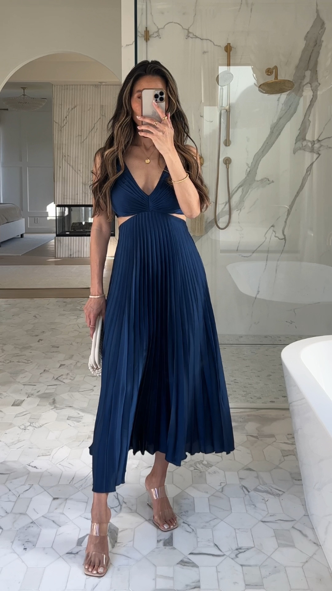 Satin Pleated Cutout Maxi Dress curated on LTK