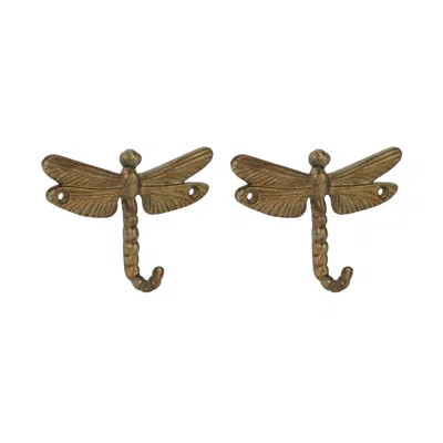 2 Piece Metal Brass Dragonfly Wall Mounted Over The Door Wall Hook | Wayfair Professional