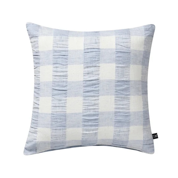 My Texas House 18" x 18" Blue Textured Plaid Decorative Pillow Cover | Walmart (US)