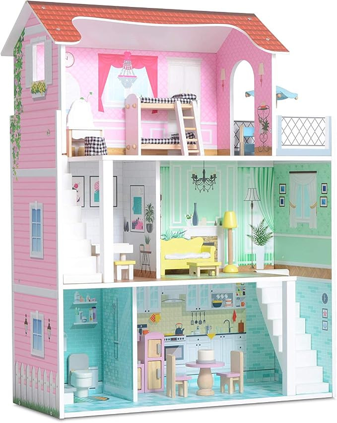 Milliard Doll House / 20 Furniture Pieces / 2.5 Feet High / Perfect Wooden Dollhouse for Kids | Amazon (US)