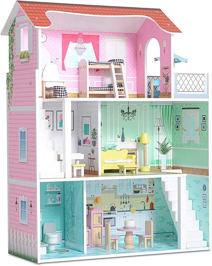 Milliard Doll House / 20 Furniture Pieces / 2.5 Feet High / Perfect Wooden Dollhouse for Kids | Amazon (US)