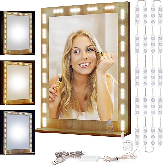 LPHUMEX LED Vanity Lights for Mirror, 20 * 3 LEDs 10ft Hollywood Style Mirror Lights Stick on for... | Amazon (US)