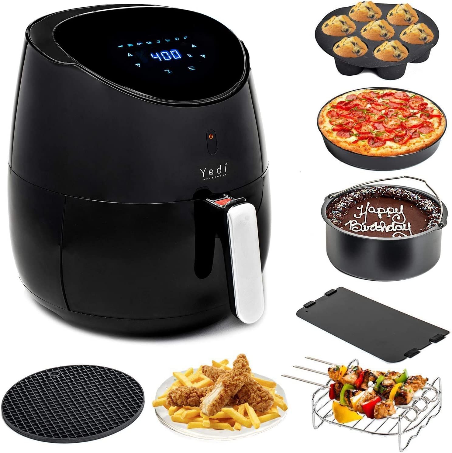 Yedi Total Package Air Fryer, 4 Quart, Deluxe Accessory Kit, Recipes, Black | Amazon (US)