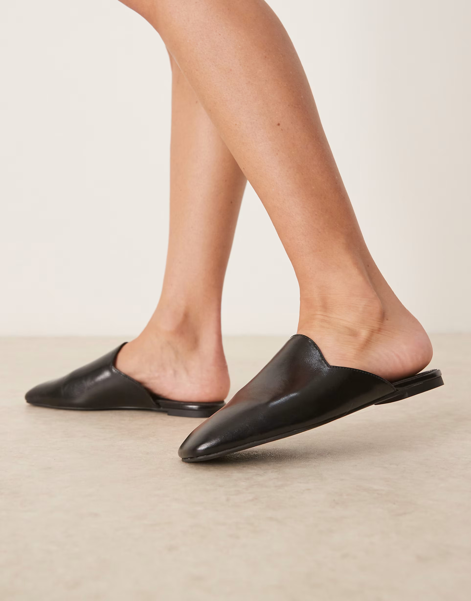 ASOS DESIGN Mimic premium flat mules in black leather | ASOS | ASOS (Global)
