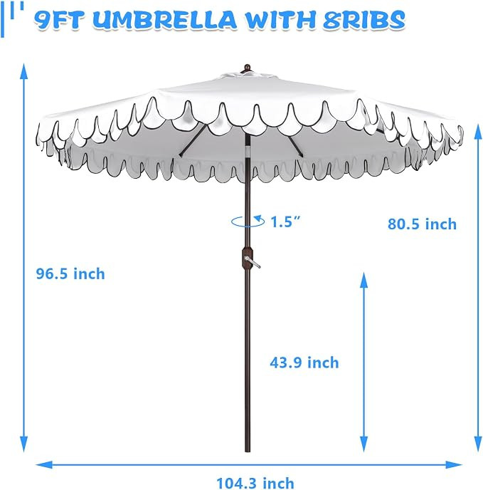9Ft Elegant Valance Patio Umbrella, Outdoor Umbrellas for Patio with Auto-Tilt and Crank Systerm,... | Amazon (US)