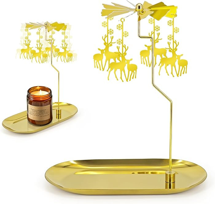 Carousel Candle Holder - Spinning Rotary Holder with Tray for Jar Candles Scented and Tea Lights,... | Amazon (US)