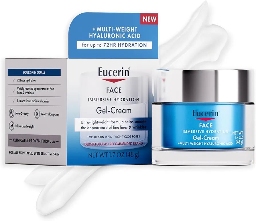 Eucerin Immersive Hydration Gel Cream with Hyaluronic Acid, Ultra-Lightweight Face Moisturizer Sm... | Amazon (US)