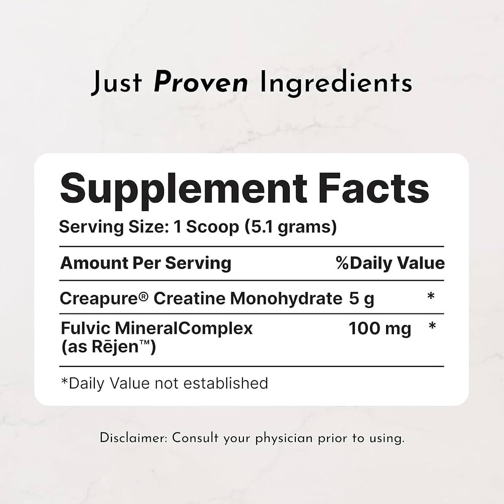 JUST INGREDIENTS Creatine Monohydrate Powder with Rejen Fulvic Mineral Complex - Supports Muscle ... | Amazon (US)