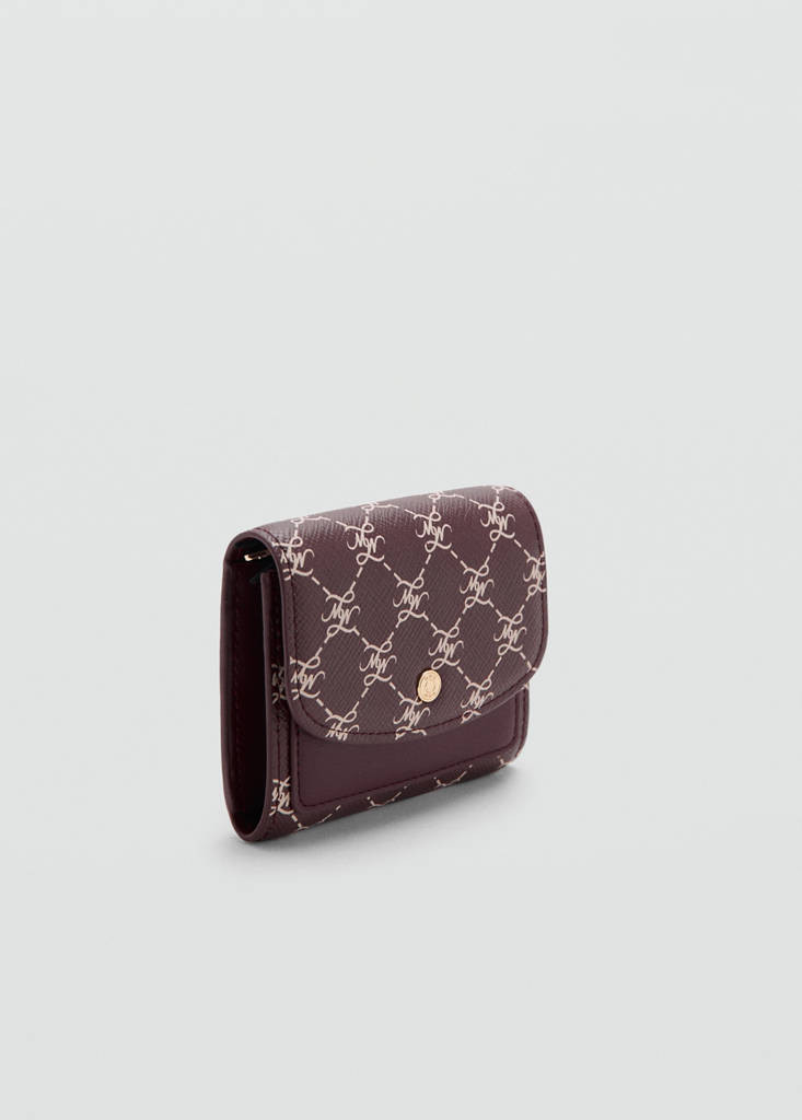 Medium wallet with logo print flap burgundy - Women - One size - MANGO | Mango (US/MX/AU)