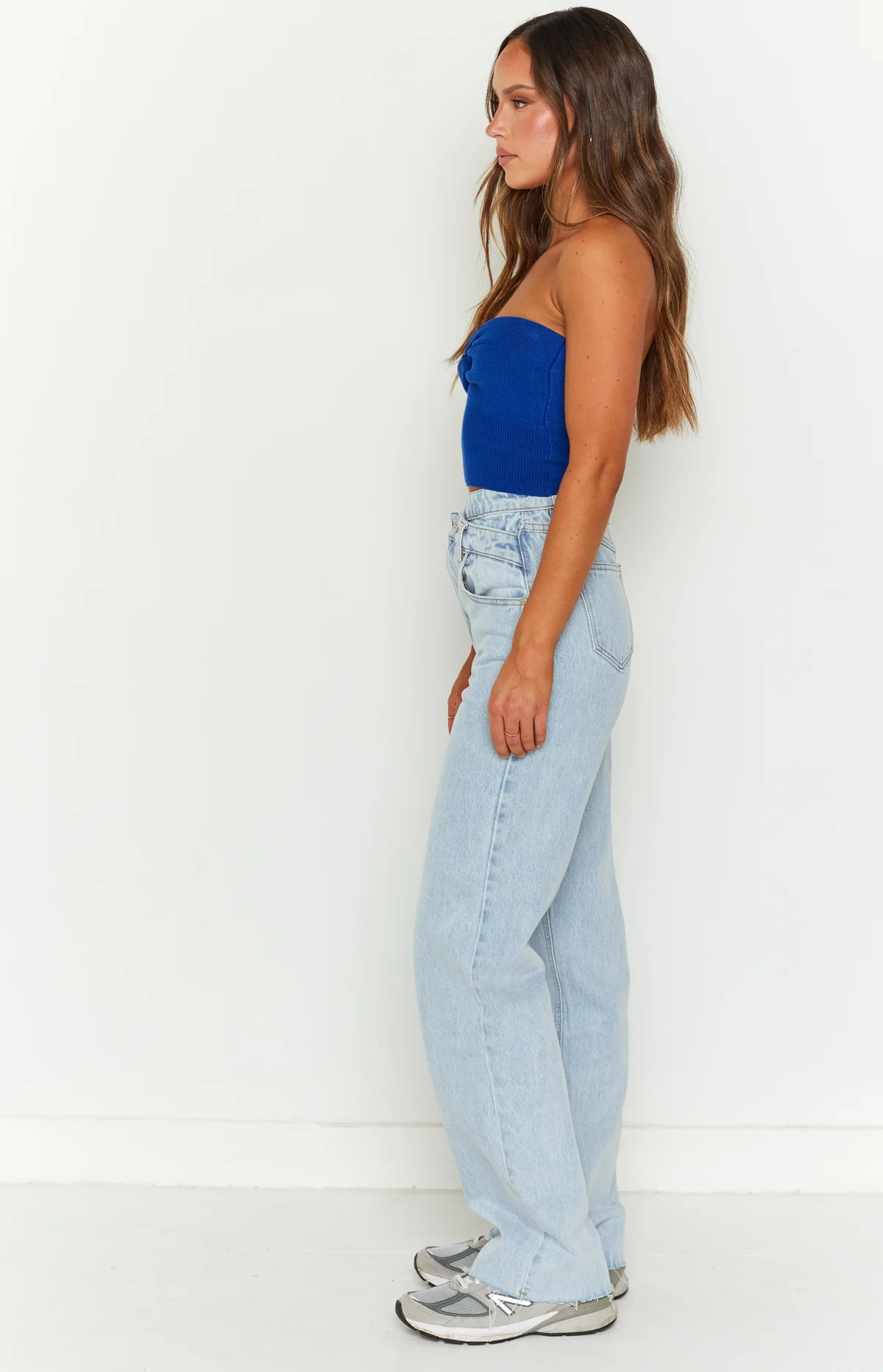 Kansis Light Blue Uneven Waist Jeans | Beginning Boutique (AU)