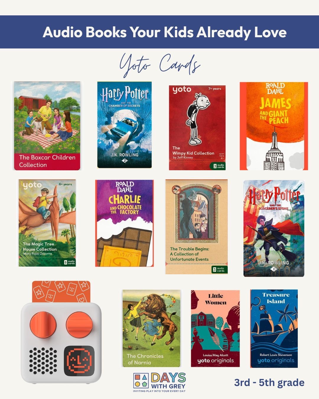 Hands down, the Yoto player is a favorite in our house. The boys can listen to a story on a roadtrip, around the house, or even while falling asleep. It is a screen free alternative that we love and it makes a great gift! 

#LTKFamily #LTKKids #LTKFindsUnder100