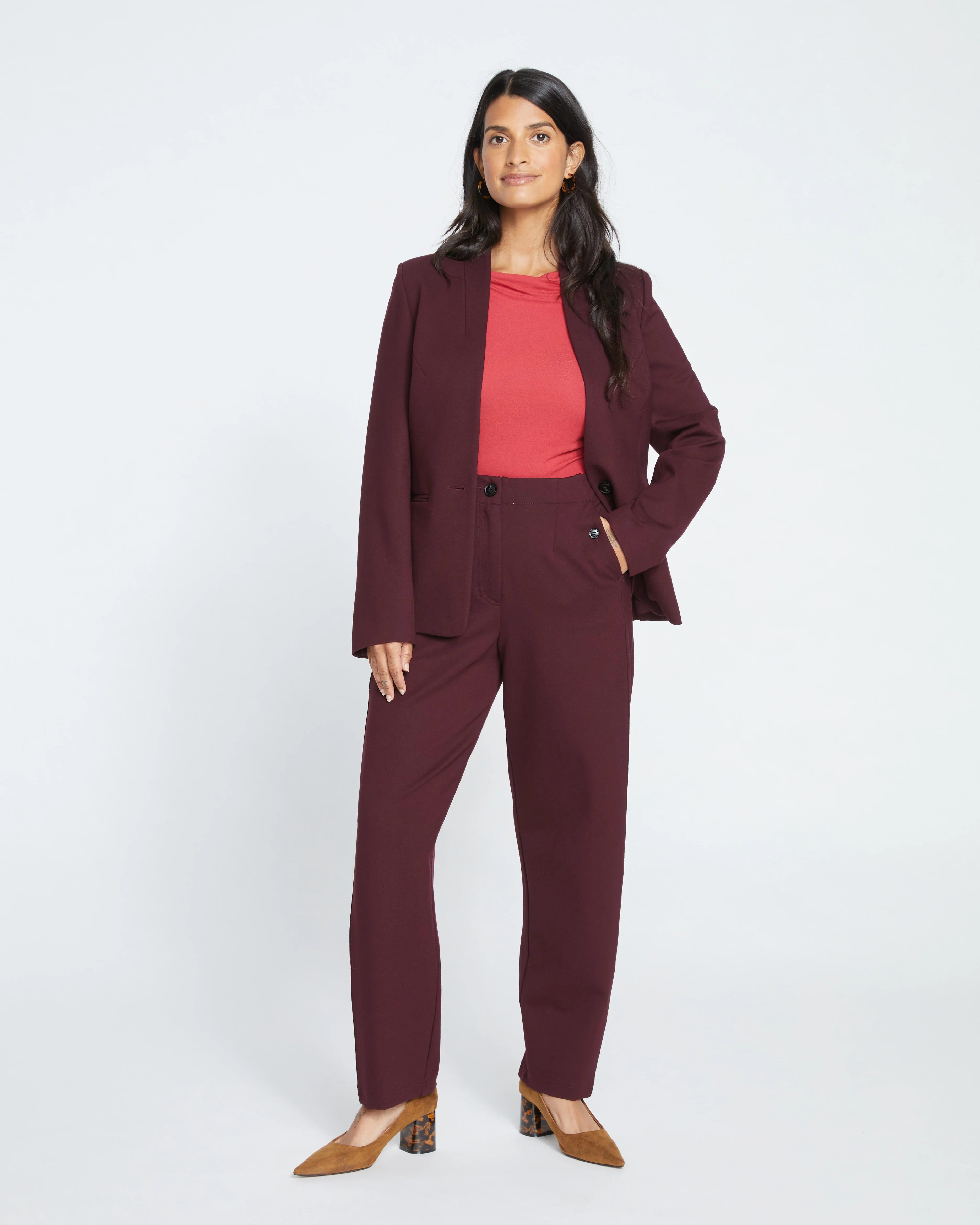 Audrey Tailored Ponte Pants - Black Cherry | Universal Standard