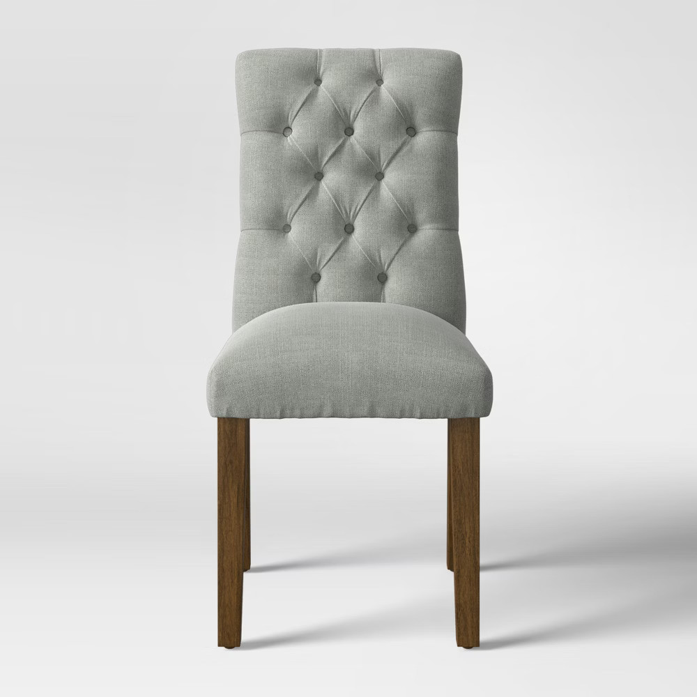 Brookline Tufted Dining Chair Glacier with Chestnut Finish - Threshold | Target