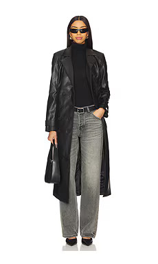 Bardot Faux Leather Trench Coat in Black from Revolve.com | Revolve Clothing (Global)