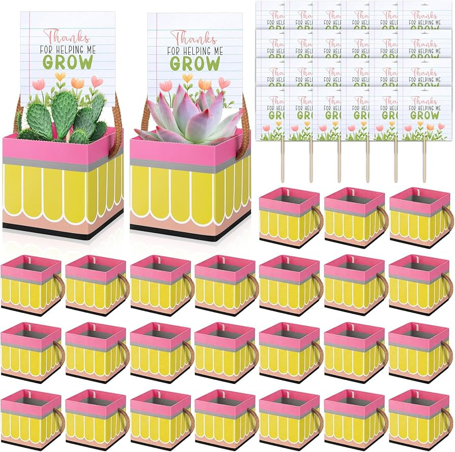 24 Pcs Teacher Appreciation Gift Succulents Wraps Paper Bags Pencil Succulent Wrap Bags Succulent... | Amazon (US)