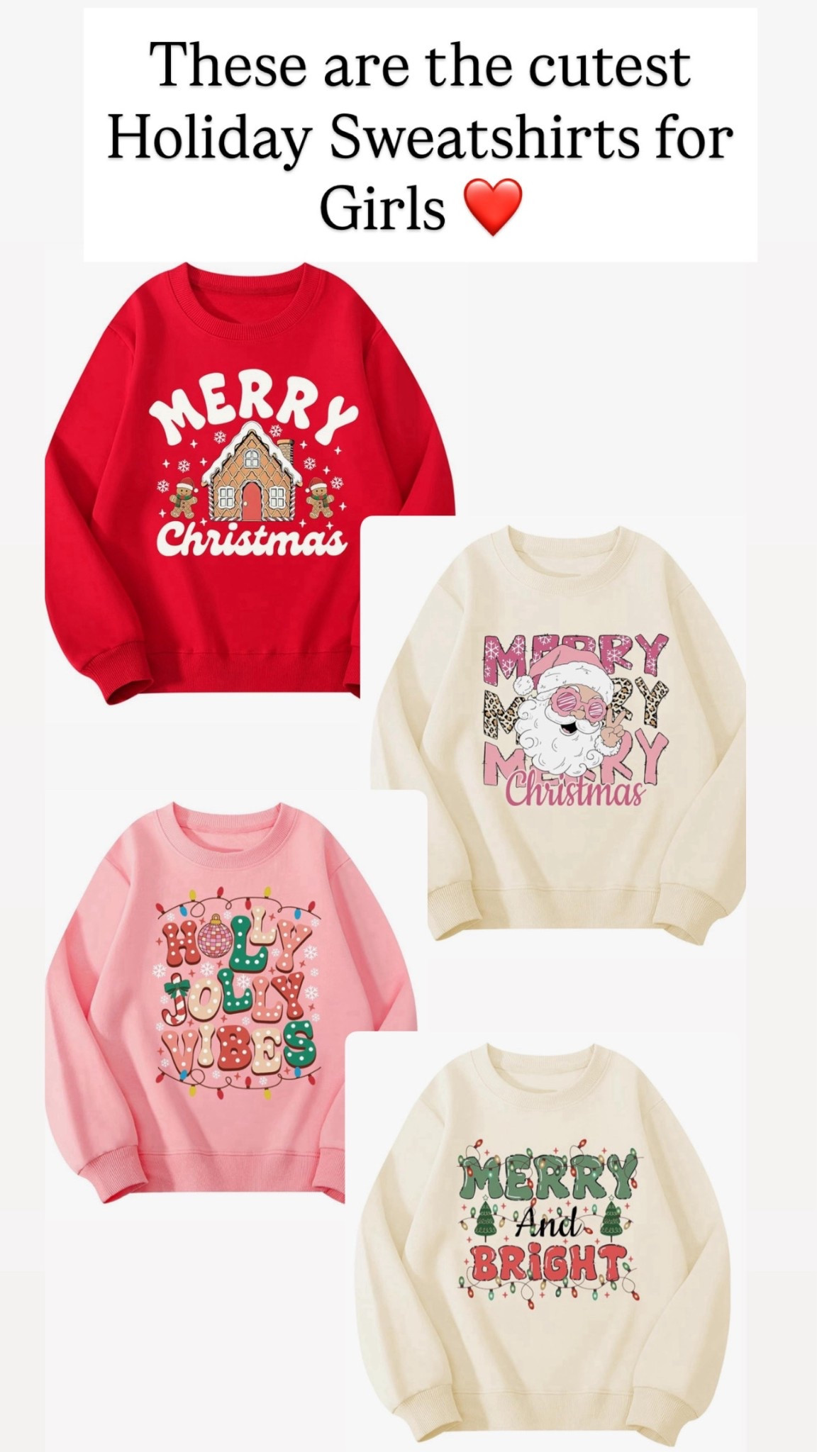 Love these holiday sweatshirts for girls 🩷

#LTKKids #LTKHoliday