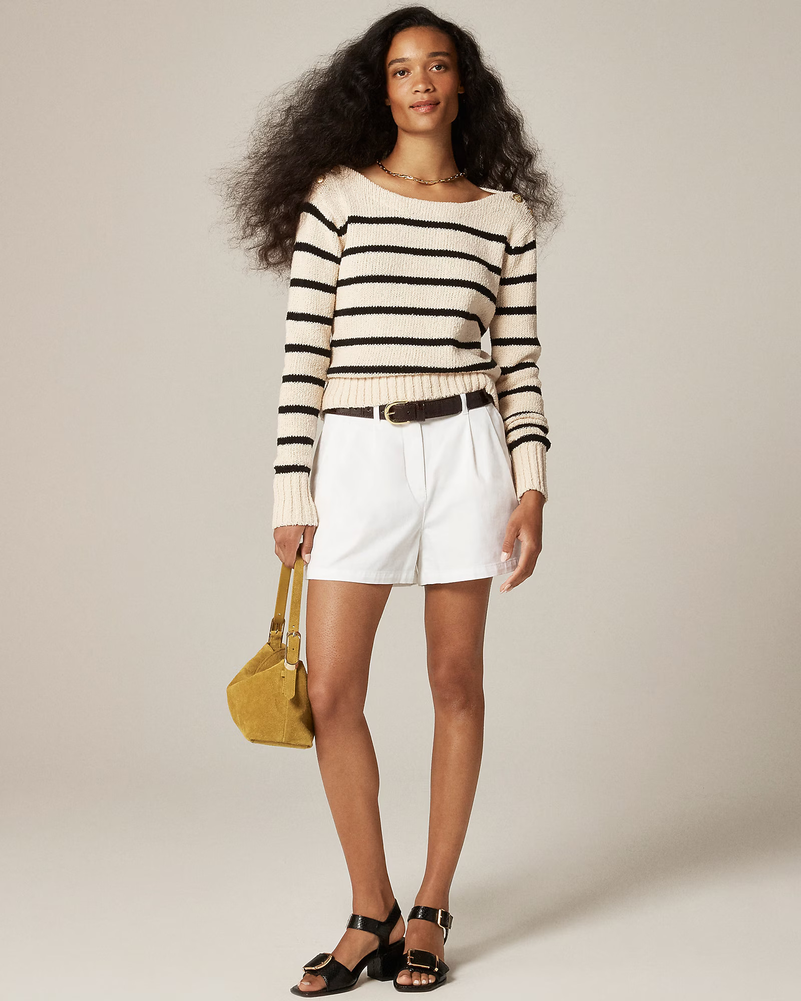 Marina boatneck sweater with gold buttons | J. Crew US
