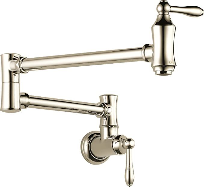 Delta Faucet Traditional Wall-Mount Pot Filler Faucet, Polished Nickel 1177LF-PN | Amazon (US)