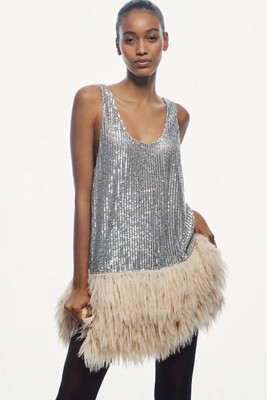Siempre Deco Sequin Feather Tunic | Anthropologie (US)
