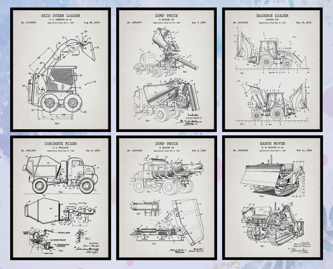 Set of 6 Vintage Construction Patent Print. Heavy Construction - Etsy Canada | Etsy (CAD)