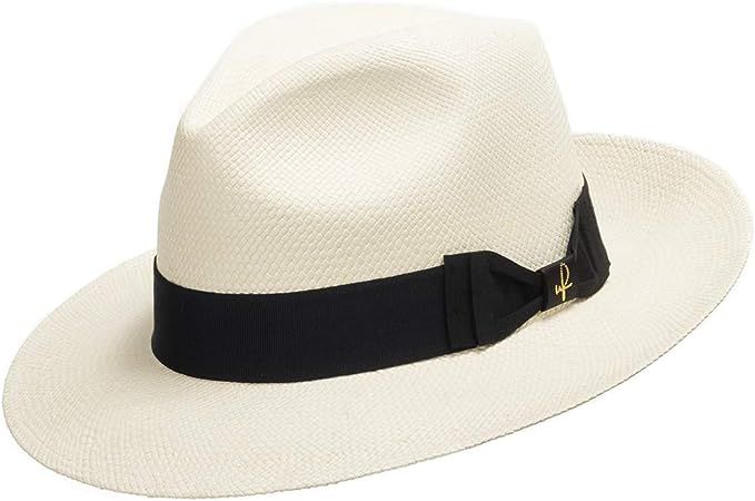 ULTRAFINO Classic Fedora Straw Panama Hat Handwoven in Ecuador Ivory | Amazon (US)