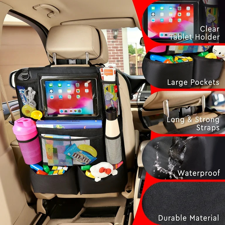 Helteko Backseat Car Organizer with 9 Storage Pockets, 600D Polyester, 25 in x 19 in, 2 pack, Bla... | Walmart (US)