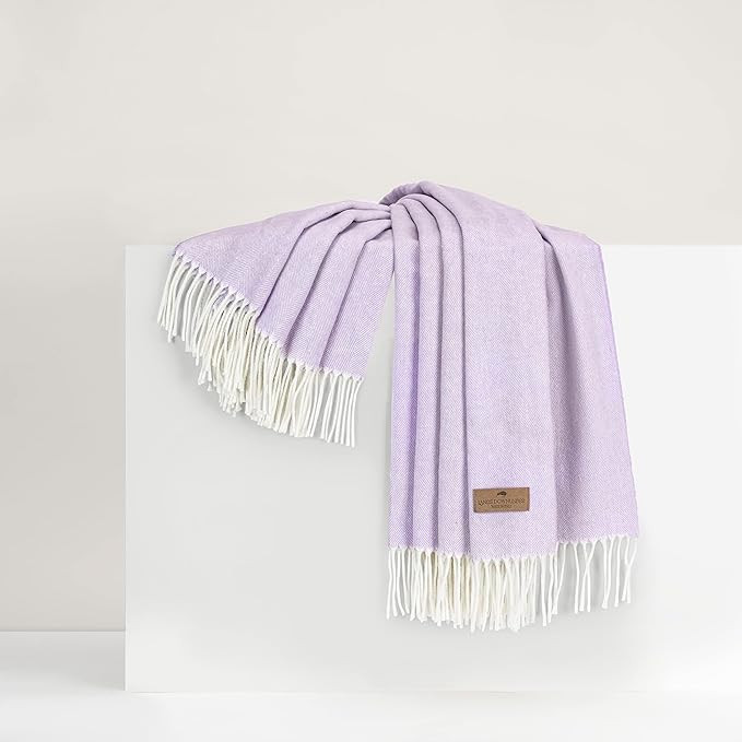 Lands Downunder All-Season, Italian Lilac Herringbone Throw - Soft Woven Throw with Decorative Fr... | Amazon (US)