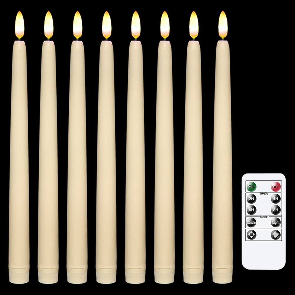 IMAGE 12 Pcs Flameless Taper Candles with Remote, Battery Operated Taper Candles 3D Wick Ivory Ta... | Amazon (US)
