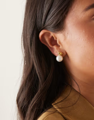 Lost Souls bubble pearl stud earrings in 18ct gold plated stainless steel | ASOS (Global)