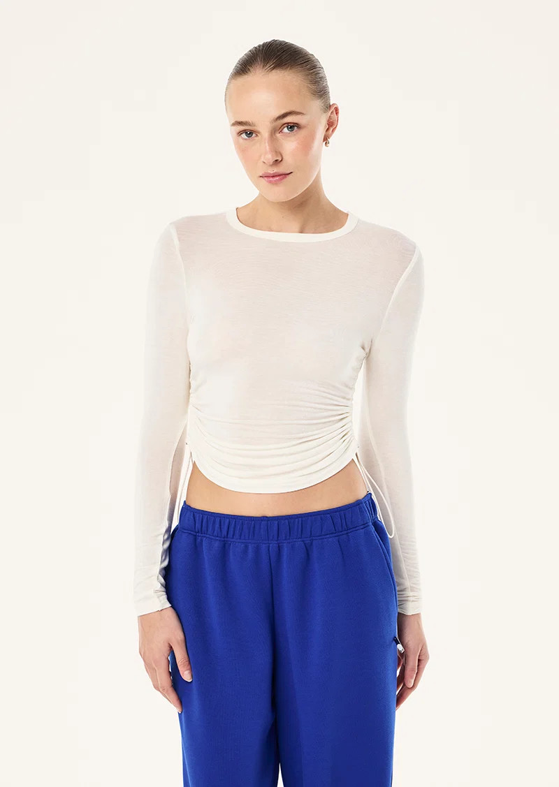 RESET RUCHED LONG SLEEVE TEE IN WHITE | P.E Nation AU