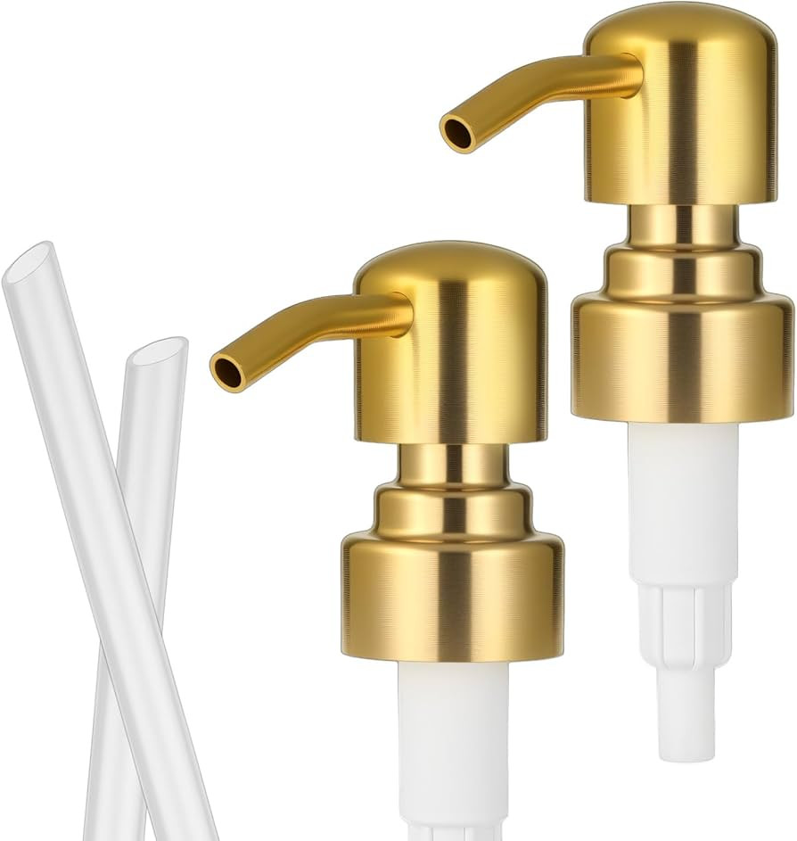 2 Pack Gold Soap Dispenser Pump Replacement, Stainless Steel Hand Liquid Soap Pump for Regular Mo... | Amazon (US)