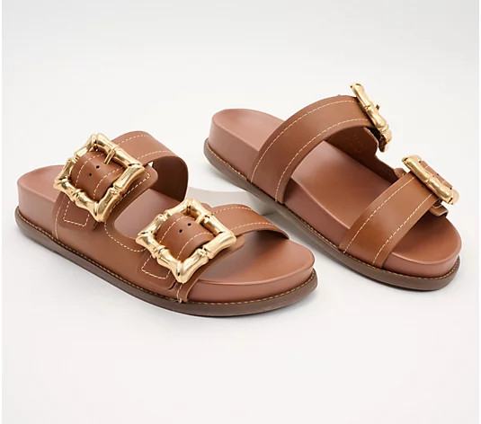 Schutz Leather Buckle Sandals - Enola Sporty | QVC