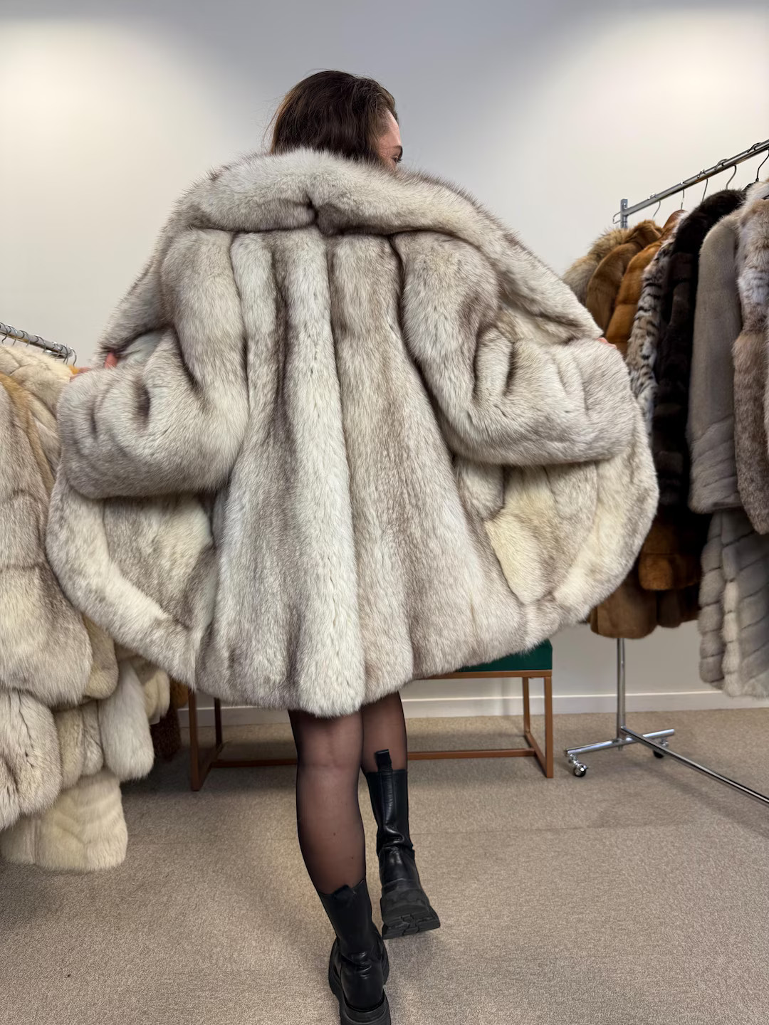 White Fox Fur Jacket, Real L/XL Polar Fox, White Fox Fur, Perfect Lining, Eye-catching and Luxuri... | Etsy (US)