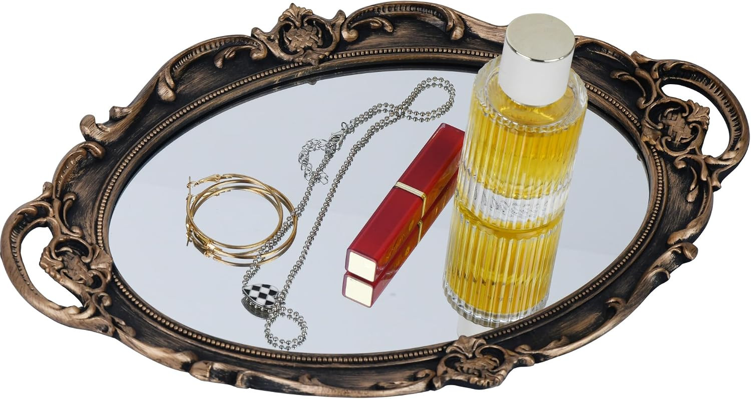 Funerom Vintage 14.5 x 10 inch Decorative Mirror Tray (Vintage Gold) | Amazon (US)