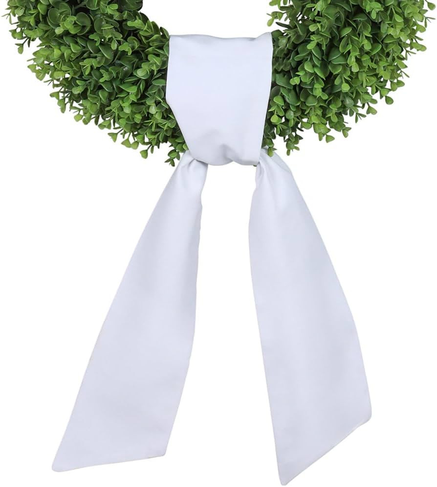 White Wreath Sash for Front Door - Blank for Monogram Embroidery - Front Door Decor - Wreath Acce... | Amazon (US)