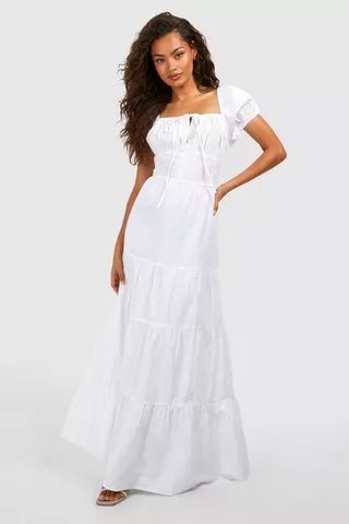 Tall Chiffon Milkmaid Maxi Dress | boohoo (US & Canada)
