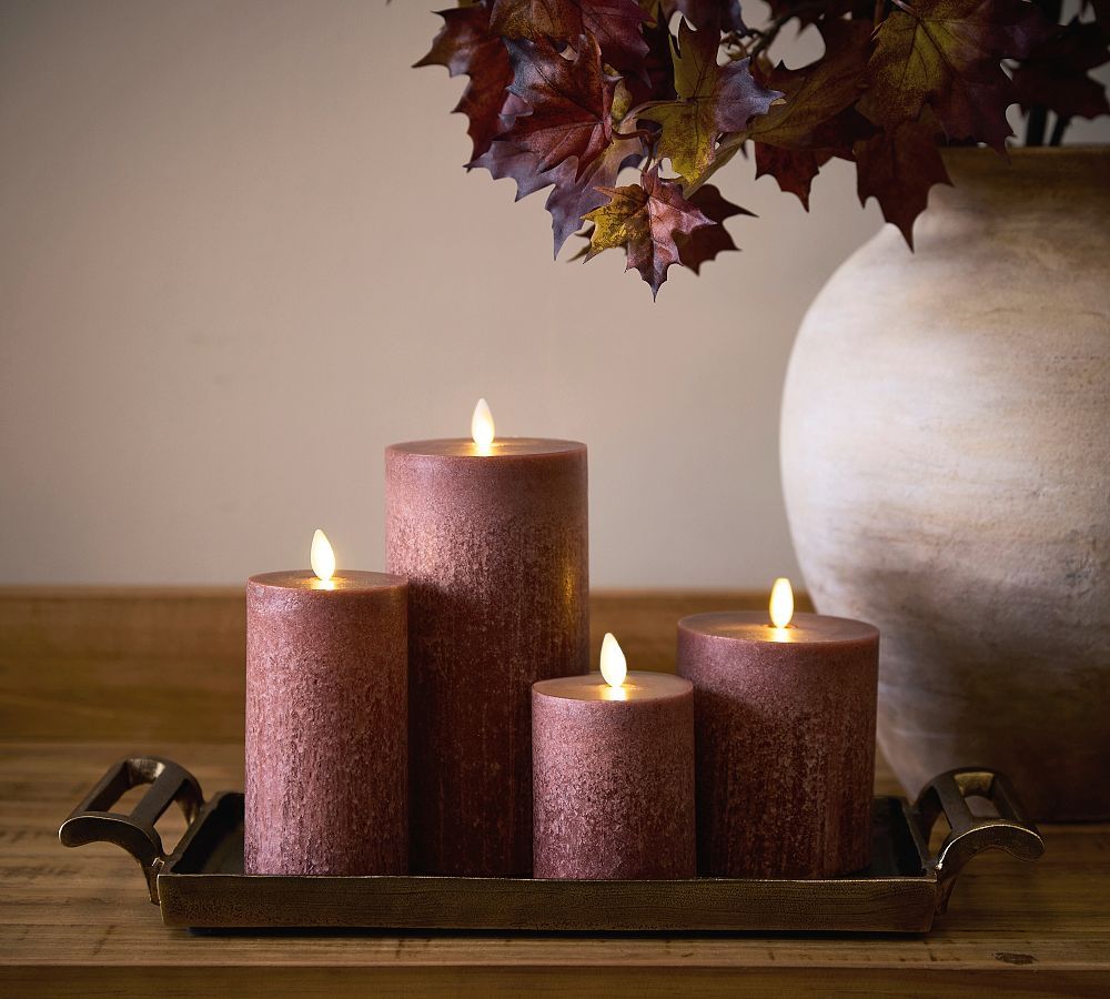 Premium Flickering Flameless Wax Pillar Candle - Salt Washed | Pottery Barn (US)