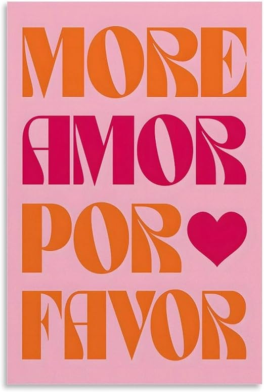 XFPOBH More Amor Por Favor Poster Impression sur toile Décoration murale pour chambre à coucher... | Amazon (FR)