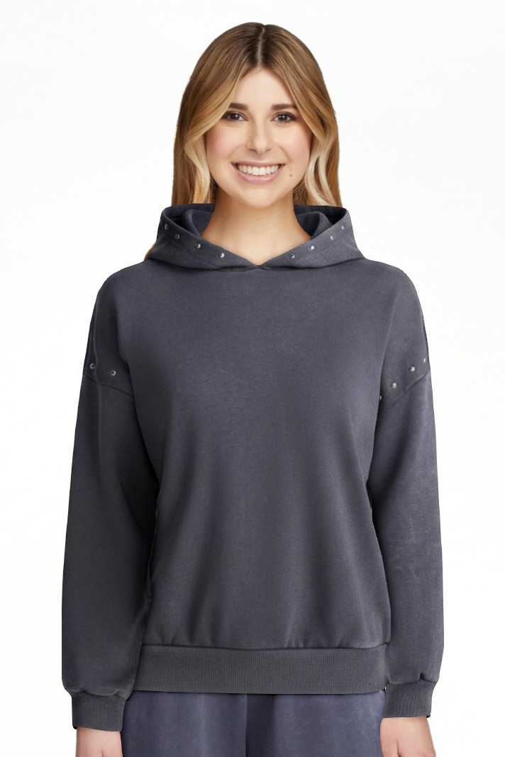 No Boundaries Mineral Wash Studded Fleece Oversized Hoodie, Women's XXS-XXL | Walmart (US)