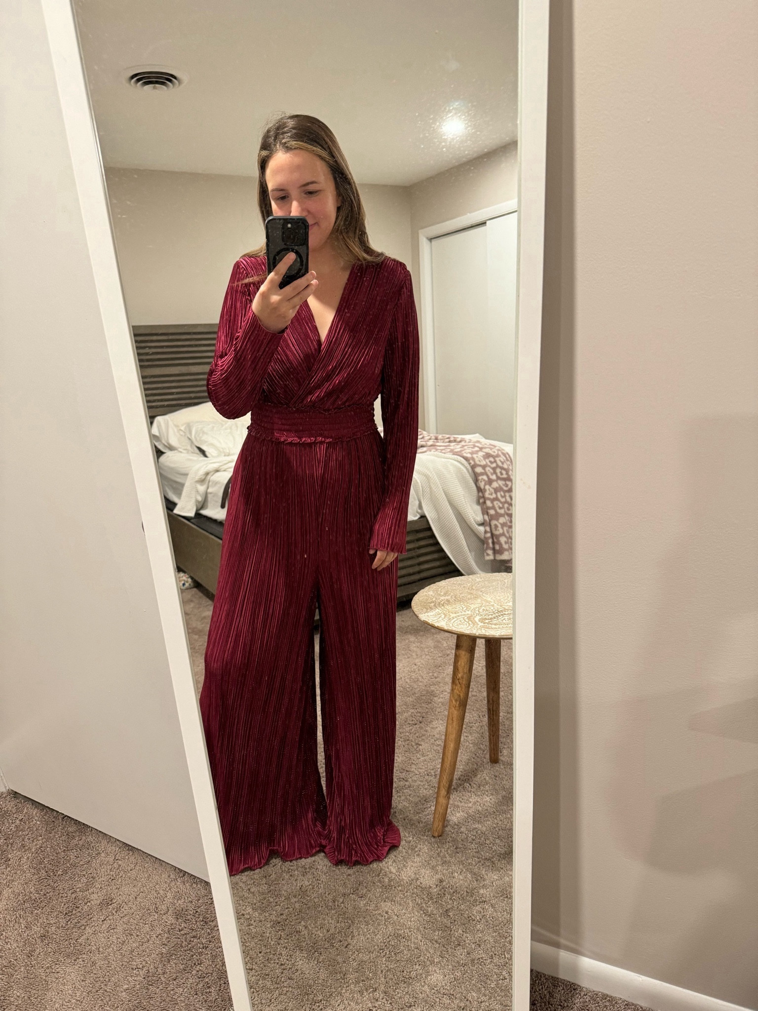 I forgot mound the best holiday outfit with this berry jumpsuit - perfect for holiday party and family photos. I’m barefoot but perfect with heels  
#bumpfriendly 

#LTKSeasonal #LTKCyberWeek #LTKHoliday