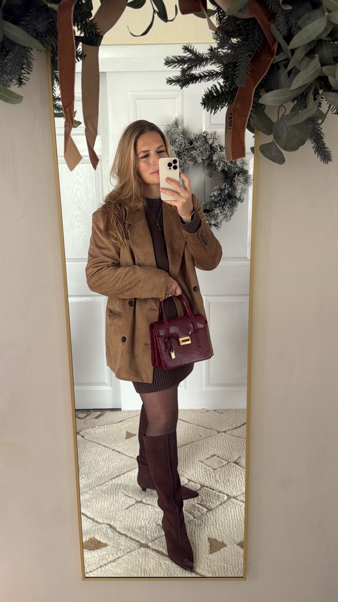 Ootd — Alden’s harvest lunch at school 🦃

Suede jacket, sweater dress, suede boots, burgundy bag, key necklace, kitten heel, thanksgiving outfit idea 

#LTKSeasonal #LTKSaleAlert #LTKHoliday