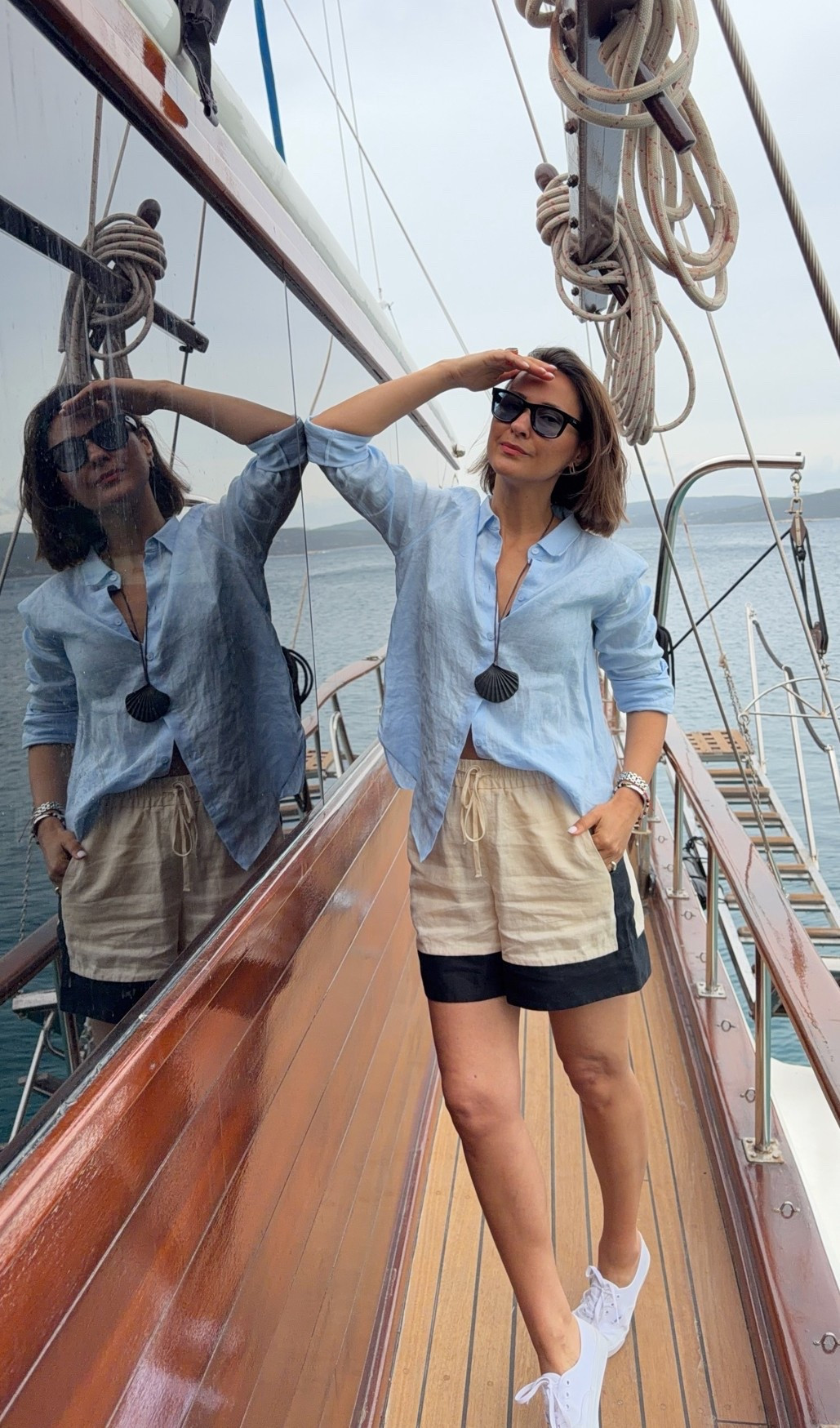 And you never go wrong with the double linen! Shorts are in size XS / Button down is size M 💙