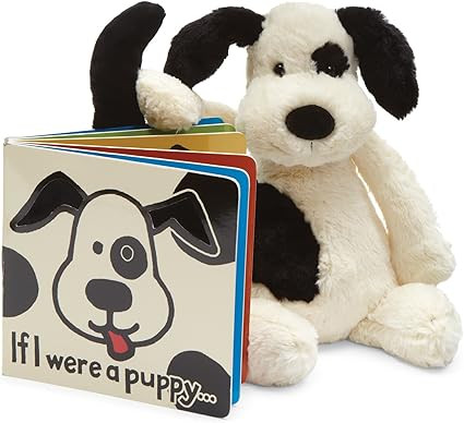 Jellycat If I were a Puppy Board Book and Bashful Black and Cream Puppy, Medium - 12 inches | Amazon (US)