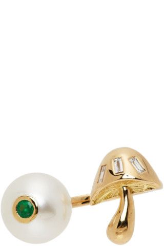 Gold & White Pearl & Mushroom Ring | SSENSE