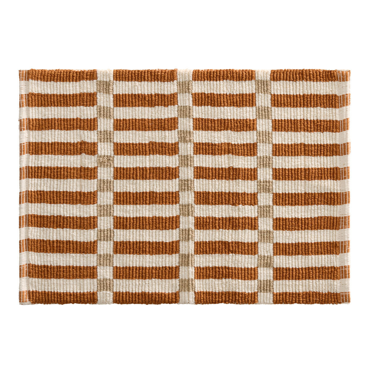 Cadence Offset Stripe Flatwoven Bath Mat in Brown by World Market | World Market