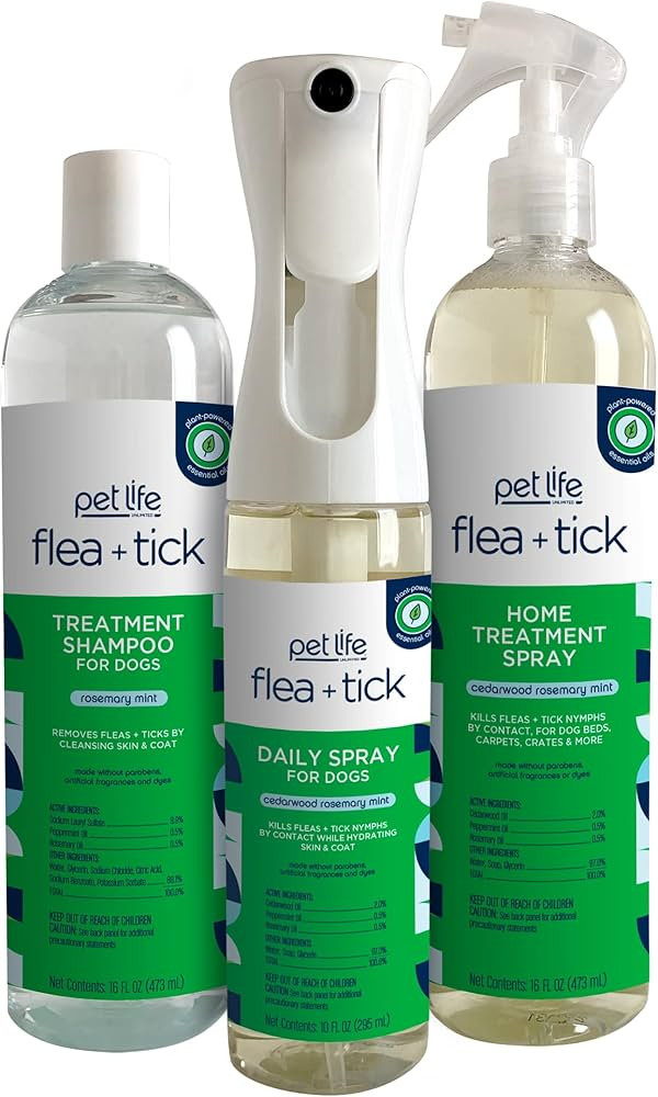 Natural Flea and Tick 3-Step Kit - Flea and Tick Spray for Dogs, Flea Spray for Home, and Flea an... | Amazon (US)