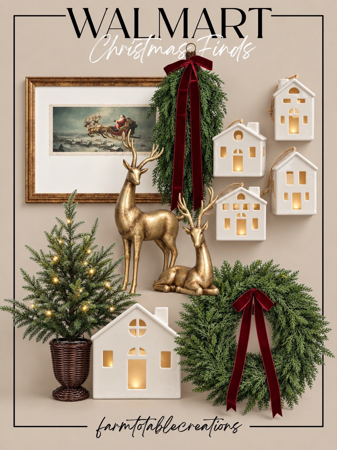 Walmart Christmas Finds 🎄✨

Walmart’s Christmas decor is bringing all the cozy, classic holiday charm! I love the mix of fresh-looking greenery, rich velvet bows, warm gold reindeer, ceramic houses, and that sweet little tabletop tree. The deep burgundy paired with evergreen and antique gold gives everything such an elevated, timeless Christmas feel.

These pieces are perfect for styling an entryway, mantel, console table, or cozy holiday corner—and they’re easy to mix into decor you already own for a collected Christmas look.

Follow @farmtotablecreations on Instagram for more cozy home finds and trending decor.

#LTKHome #WalmartFinds #WalmartHome #WalmartChristmas #ChristmasDecor #HolidayDecor #ChristmasFinds #CozyChristmas #NeutralChristmas #ClassicChristmas #ChristmasWreath #HolidayHome #ChristmasInspo #LTKHoliday #LTKFinds

#LTKHome #LTKSeasonal