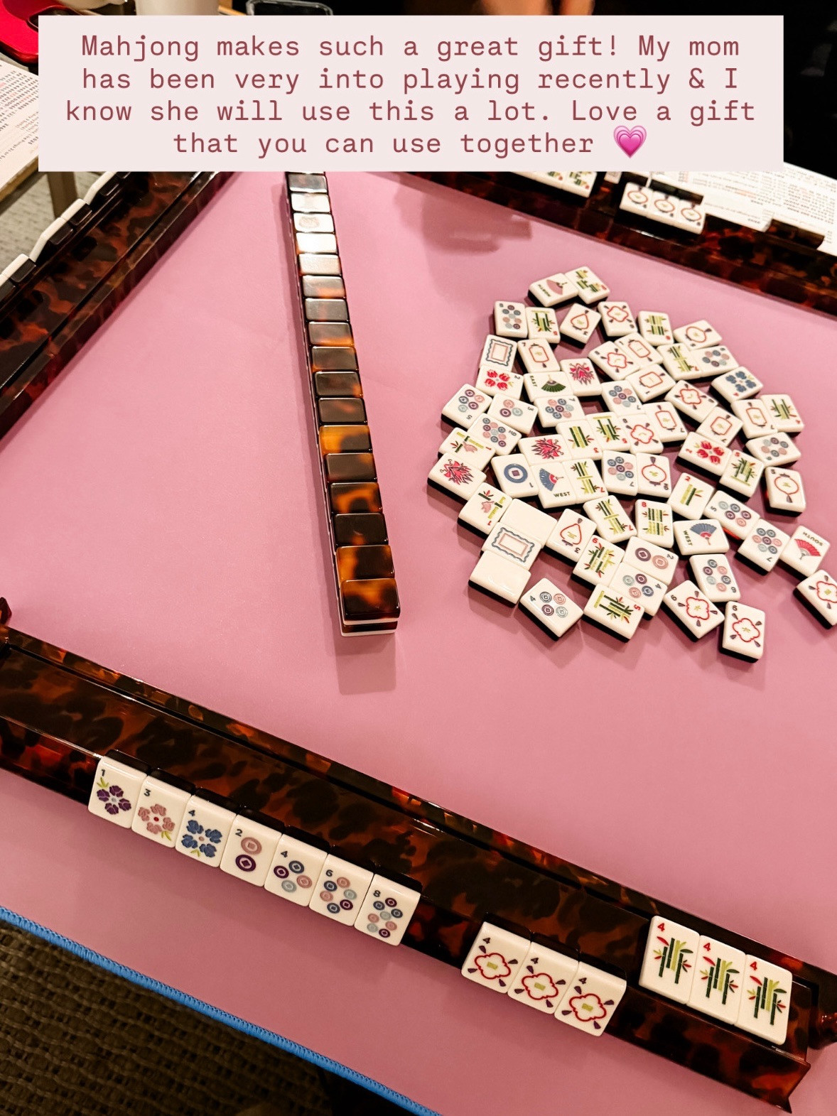 This exact tile set is from Bam Bird Boutique - it's just the classic tortoise set! It is currently sold out, but I linked several tiles below! This is an awesome gift for Mother's Day!

Loverly Grey, mahjong, Mother's day gift ideas, racks, pushers, mahjong tiles 

 #LTKMothersDay